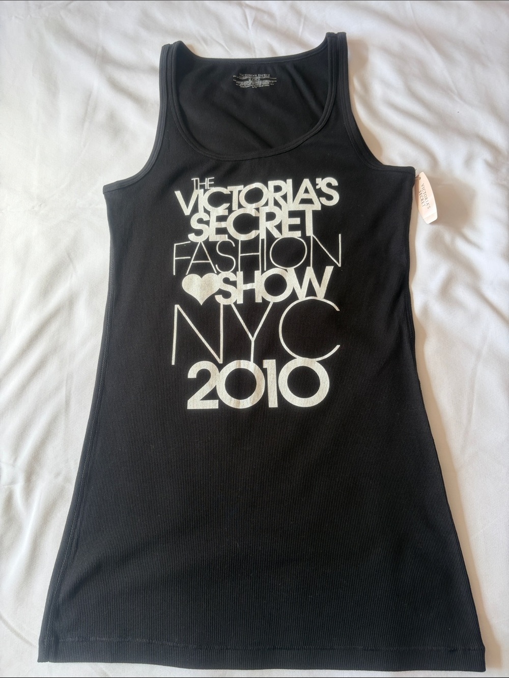 Victoria's Secret Black Tank Top with White Fashion Show Graphic